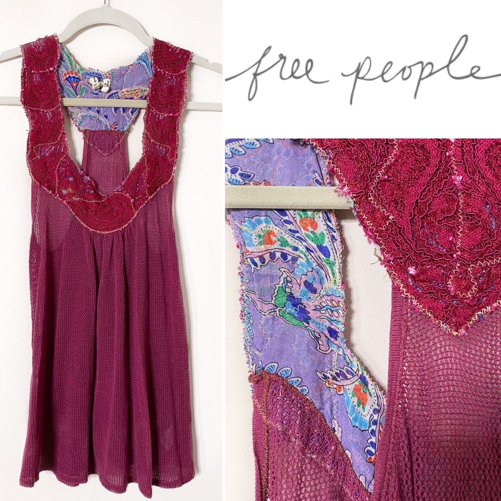 FREE PEOPLE Crochet Racerback Tank